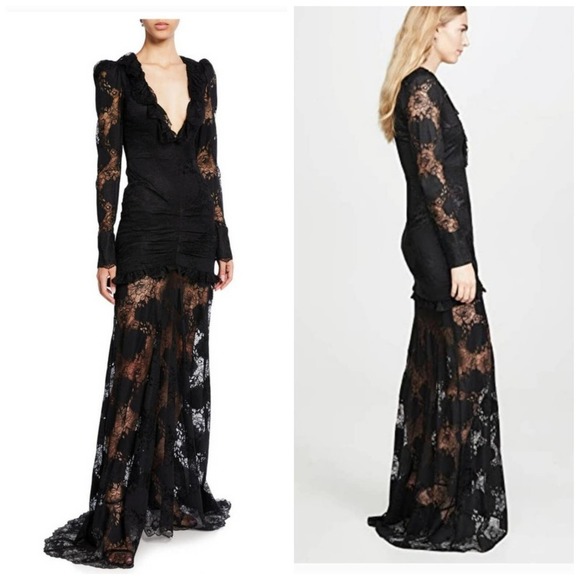 Alexis Dresses & Skirts - Alexis Lucasta Gown Black Lace Dress Long Sleeve XS Maxi Formal Wedding Sheer